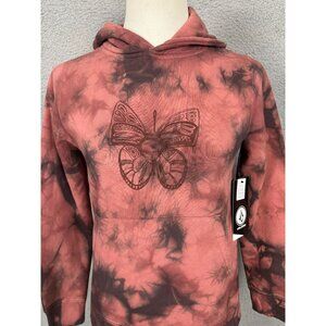 Volcom Tie-Dye Women's Butterfly Hotlapper Fleece Lined Hoodie XS Pink Salt NWTs